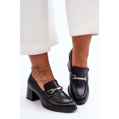 LEMAR Comfortable Leather Pumps Black Damira