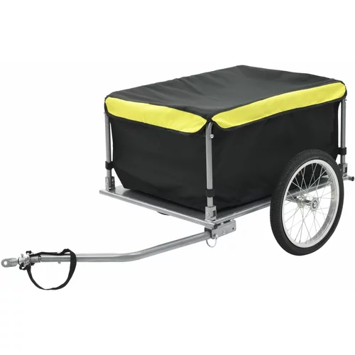 vidaXL Tovorna kolesarska prikolica črna in rumena 65 kg