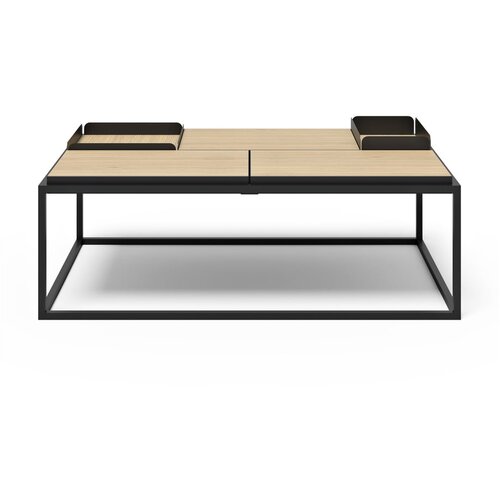 TemaHome Črna/v naravni barvi mizica z mizno ploščo v hrastovem dekorju 75x120 cm Douro – Cene