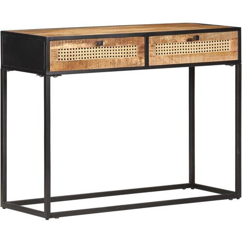  Konzolni stol 100x35x75 cm grubo drvo manga i prirodna trska Slike