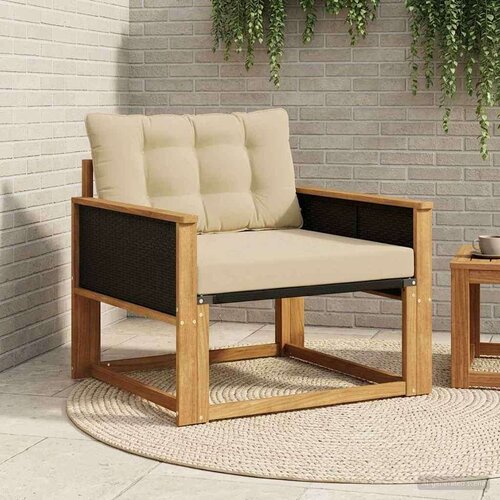  Set vanjskih sofa Čvrsto drvo akacije i Textilene Prirodna - Prirodno i bež Crni rattan Cijene