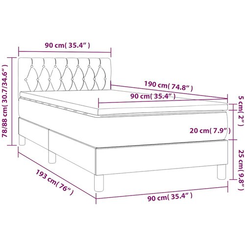 Box spring krevet s madracem tamnozeleni 90x190 cm bar&amp;scaron;unasti Slike