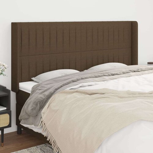  Vzglavje z u&amp;scaron;esi temno rjavo 183x16x118/128 cm blago, (20936113) Slike