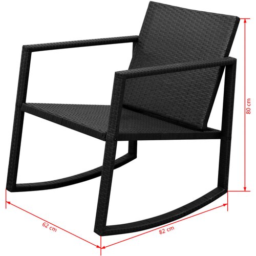  3-Dijelni bistro set od poliratana crni Slike