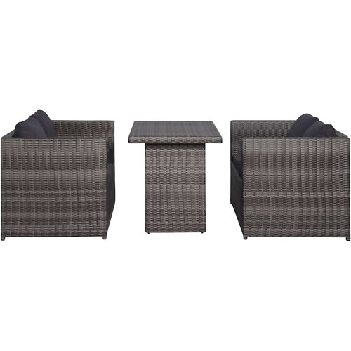  3-dijelni bistro set od poliratana s jastucima sivi Slike