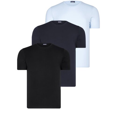 Dewberry TRIPLE SET T8569 BIKE COLLAR MENS T-SHIRT-BLACK-NAVY BLUE-BLUE Slike