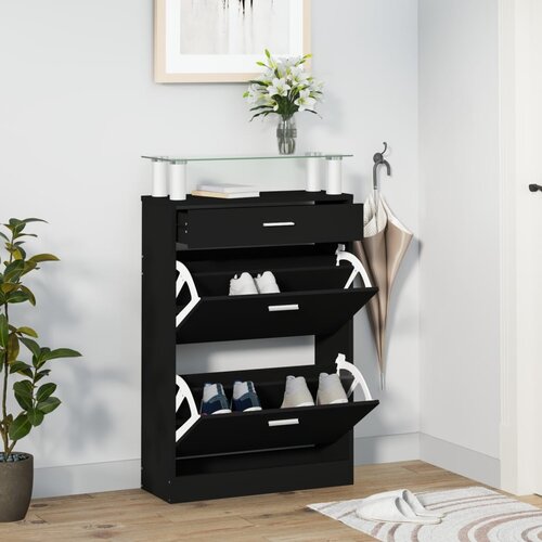 VidaXL Ormarić za cipele crni 63 x 24 x 104 cm od konstruiranog drva Slike
