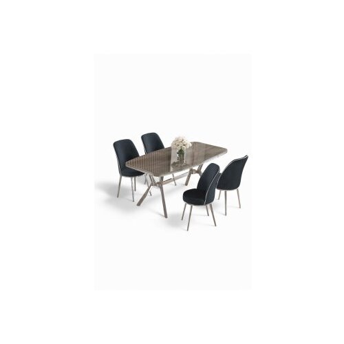 Hanah home Set trpezarijskog stola i stolica (5 delova) Lena Anthracite Chrome Cene