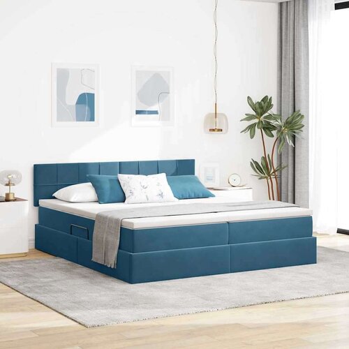  Postelja s shranjevanjem z vzmetnico Temno modra 100 x 200 cm, (5000100991) Cene