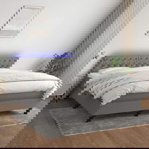 The Living Store Box spring postelja z vzmetnico LED temno siva 140x200 cm blago - Box Spring Postelja, (21515228) Slike