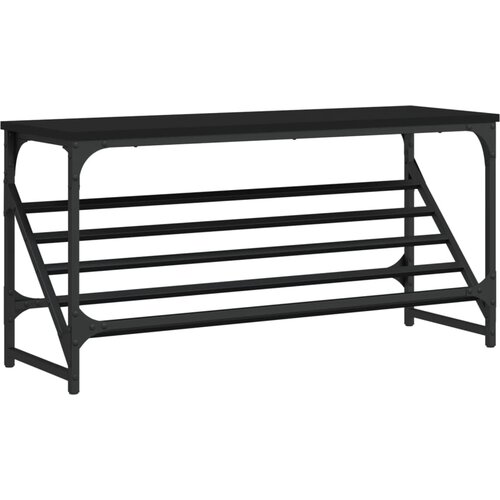 VidaXL Regal za čevlje črn 90x30x45 cm inženirski les, (21025186) Slike
