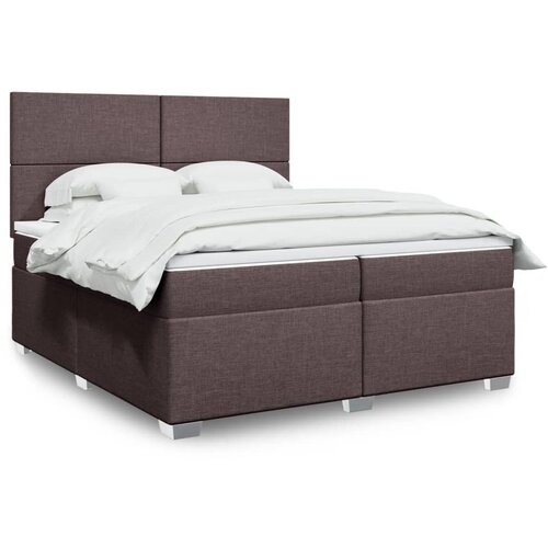 vidaXL Krevet s oprugama i madracem tamnosmeđi 200x200 cm od tkanine Cijene