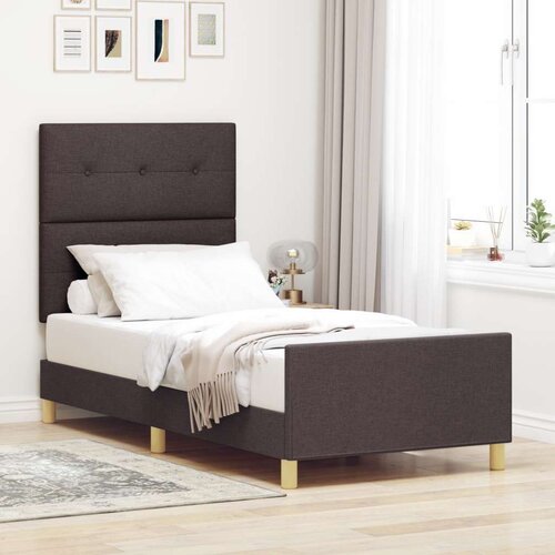  Postelja Temno Rjava 90x200 cm Tkanina, (22049003) Slike