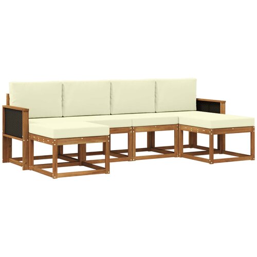 vidaXL Zunanja garnitura za sedenje 6 pcs Naravna in smetana Poliester, (5000280323) Cene