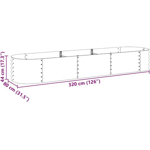  Vrtna sadilica od pocinčanog čelika 320 x 80 x 44 cm srebrna Slike