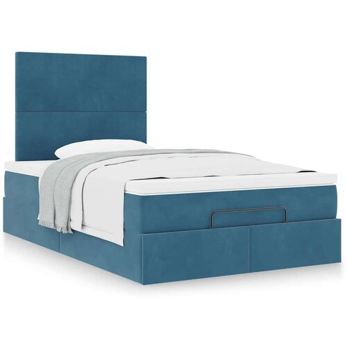 vidaXL Otomanski posteljni okvir z vzmetnicami moder 120x190cm žamet Cene