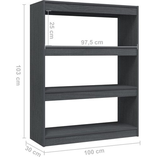  za knjige / sobna pregrada sivi 100x30x103 cm borovina Slike