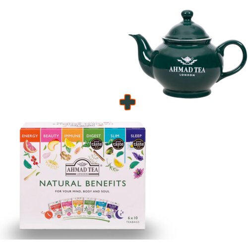 Ahmad Tea čajnik zeleni, 445 ml + Natural Benefits selection, 6x10 kesica Cene