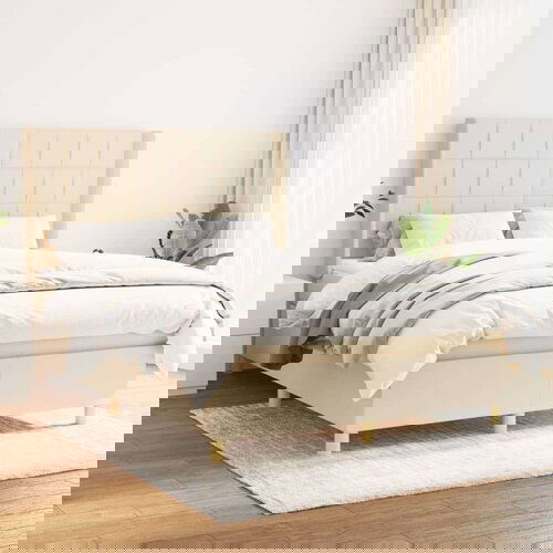  Box spring postelja z vzmetnico krem 140x200 cm blago, (20895710) Slike