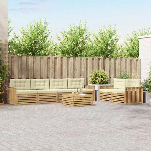  Set vanjskih sofa 7 kom. Bijela i krem Čvrsto drvo akacije Cijene