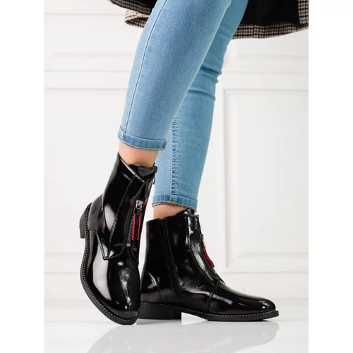 SHELOVET Black classic flat-heeled ankle boots