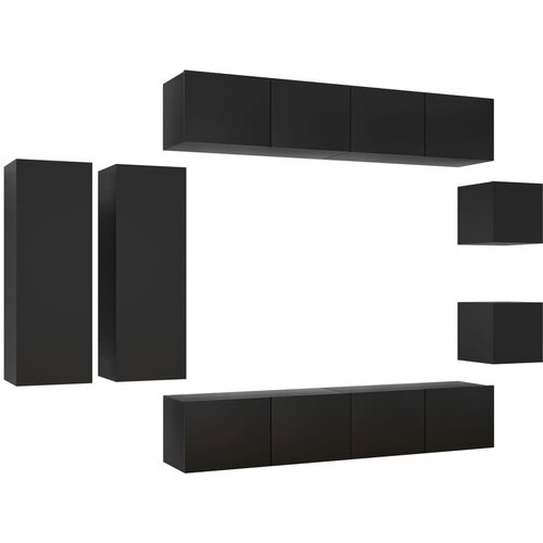 Maison Chic Komplet TV omarice - TV enot 8-delni črna inženirski les, (21701317) Cene