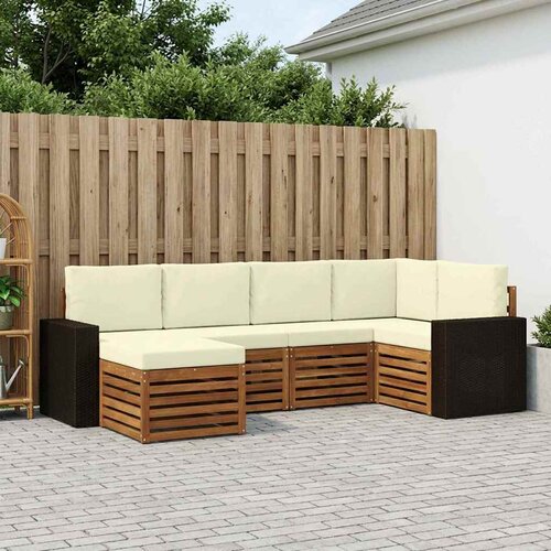  Set vanjskih sofa 6 kom. Prirodna i krem Poliester 255 x 136,5 x 73 cm Slike