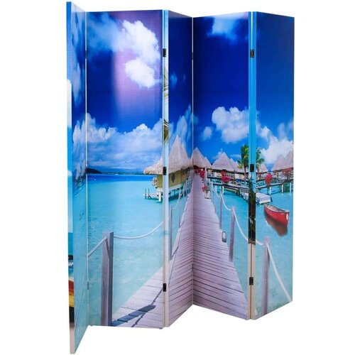 vidaXL Zložljiv paravan 200x170 cm plaža Cene