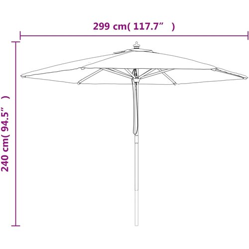  Vrtni suncobran s drvenim stupom smeđesivi 299 x 240 cm Slike