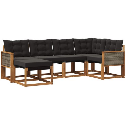 vidaXL Zunanja garnitura za sedenje z blazino 6 pcs Naravna in črna, (5000273416) Cene