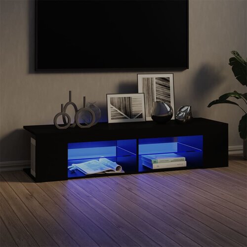 VidaXL TV ormarić s LED svjetlima crni 135 x 39 x 30 cm Slike