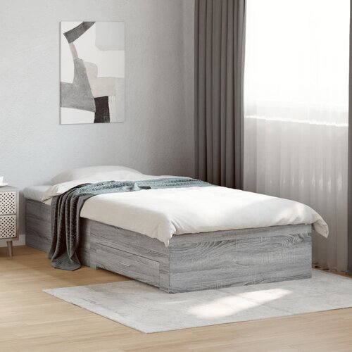 Furnova Posteljni okvir s predali siva sonoma 100x200 cm inženirski les, (21944277) Slike