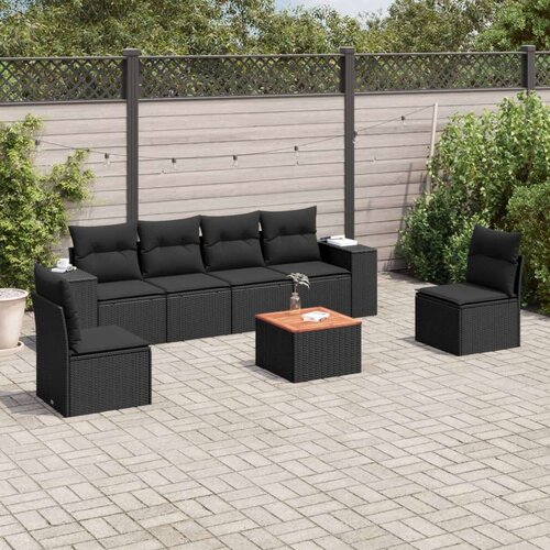 VidaXL 7-dijelni set vrtnih sofa od poliratana s jastucima crni Slike