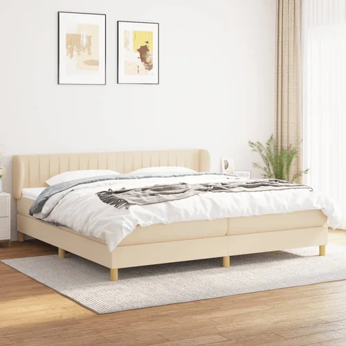  The Living Store Box spring postelja z vzmetnico krem 200x200 cm blago - Box Spring Postelja, (21445910)