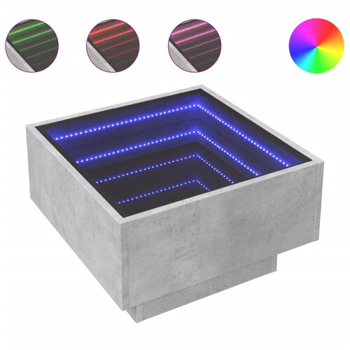 vidaXL Stolić za kavu LED siva boja betona 50x50x30 cm drveni Cijene