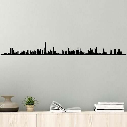 Wallity Zidna dekoracija Dubai Skyline, 120x13 cm, 1.5 mm, Crna Cene