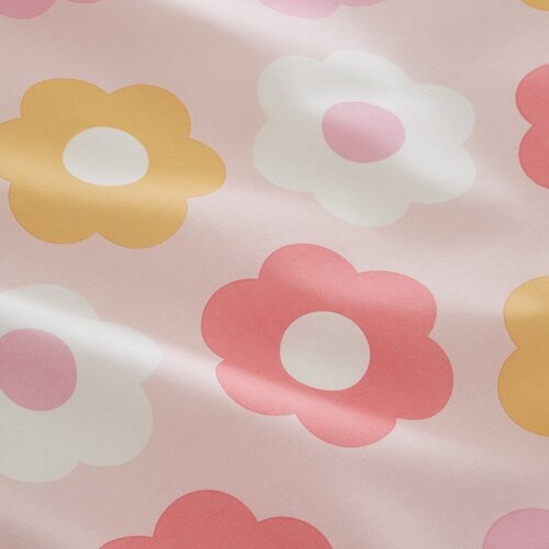 Catherine Lansfield Rožnata napenjalna otro&amp;scaron;ka rjuha za zakonsko posteljo 135x190 cm Retro Daisy &amp;ndash; Slike