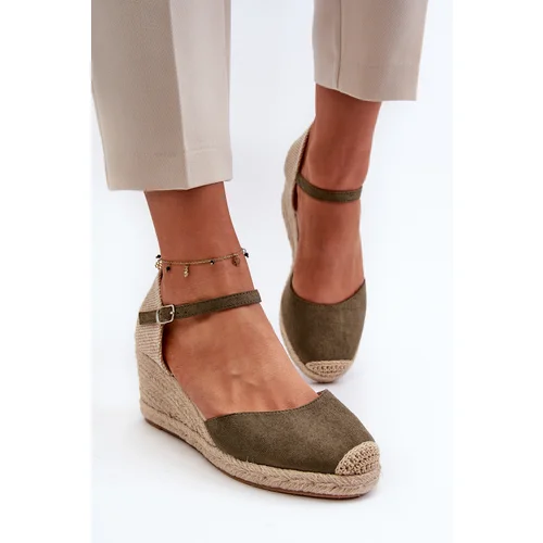 FJ1 Suede Espadrilles Wedge Sandals Green Cammer