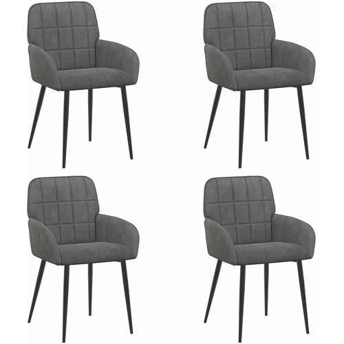 vidaXL Jedilni stoli 4 pcs Žamet Temno siva 57 x 50 x 85 cm, (5000296901) Cene