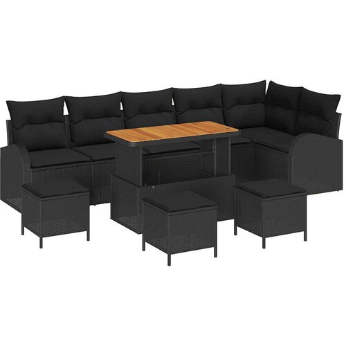  Sjedeća garnitura za vrt 10 kom. Crna poliratan 289 x 124 x 85 cm Slike