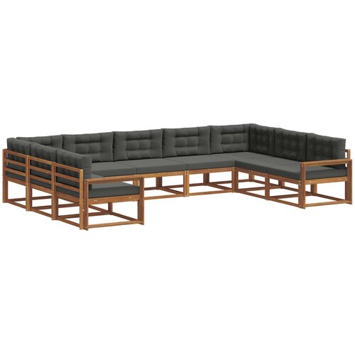  Set vanjskih sofa 9 kom. Prirodna i antracit Smeđa 404 x 251,5 x 73 cm Slike