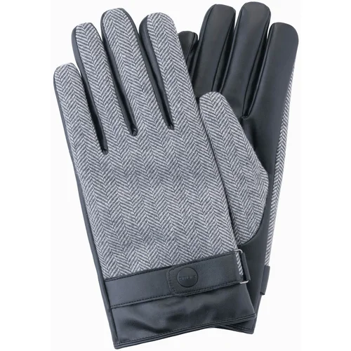 Ombre Elegant men's mixed material gloves - grey melange