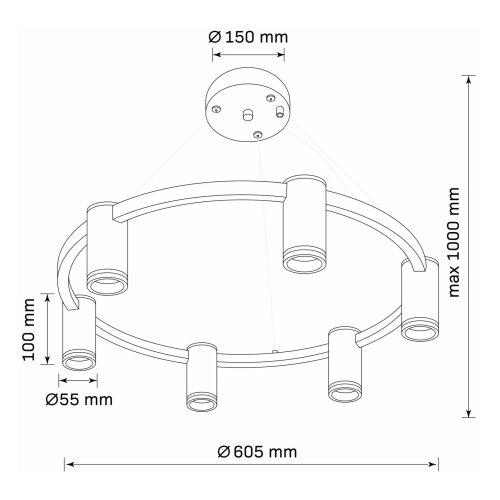  Visilica na sajli PARIS 6xGU10/12W/230V crni Slike