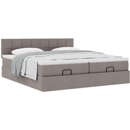 VidaXL otomanski okvir kreveta s madracima smeđesivi 200x200cm tkanine Slike