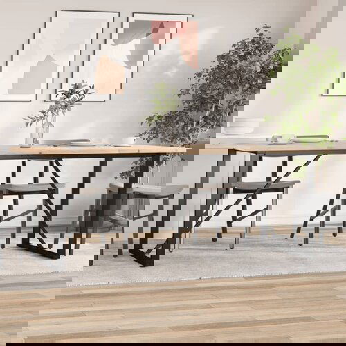 vidaXL Blagovaonski stol O-oblika 200x100x75 5cm od borovine i željeza Cene