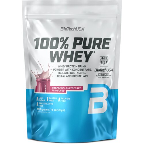 BioTech USA 100% Pure Whey 400g malina-čiz kejk Slike