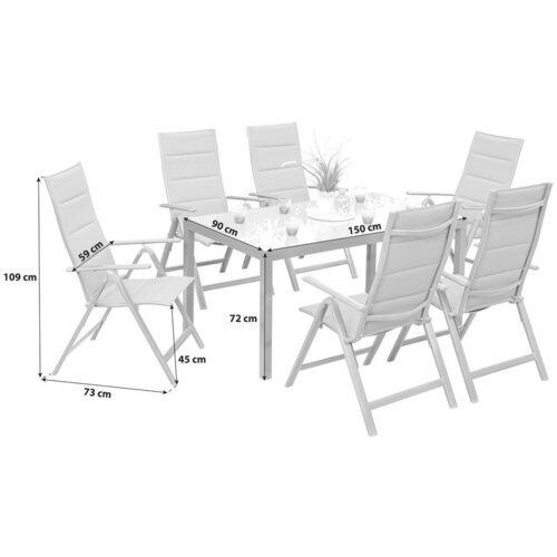 Gardenson vrtna garnitura taviano, 7-Delno, aluminij, steklo Slike