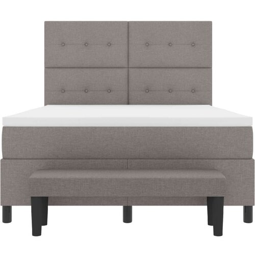  Krevet s kutijom s madracem i klupom Taupe 140x190 cm Tkanina Slike