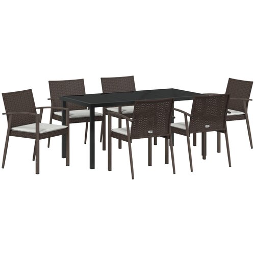 vidaXL Set 4 Rjav Poli ratan, jeklo, poliester, pena Standard, (22087832) Cene