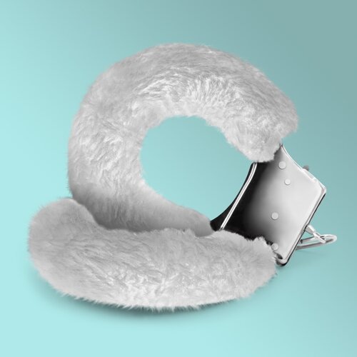 Crushious Kosmate lisice za zapestja - Love Cuffs, bele Cene
